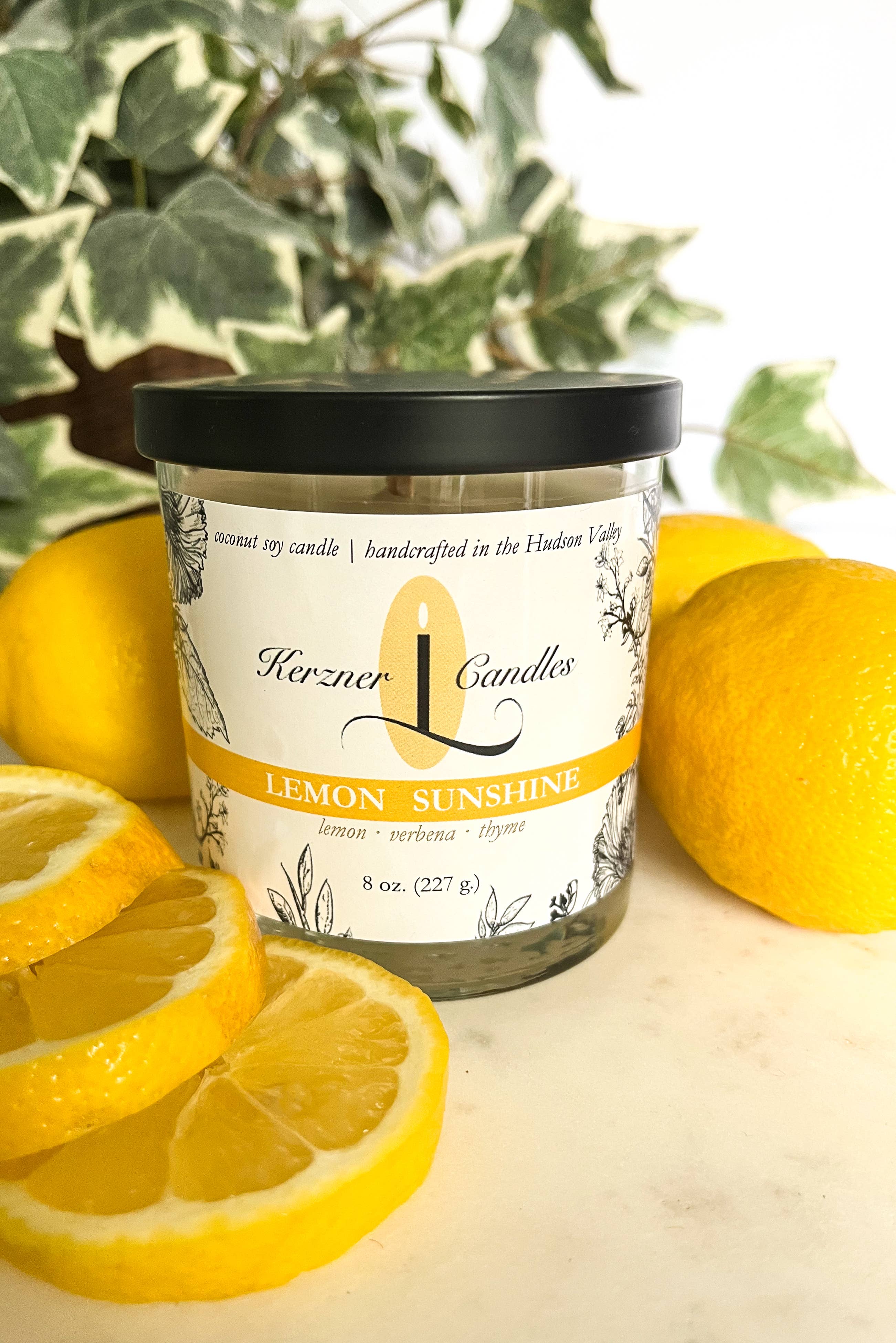 Kerzner Candles LLC - Wholesale Jar/Filled Candle - Lemon Sunshine 8 oz. candle 1