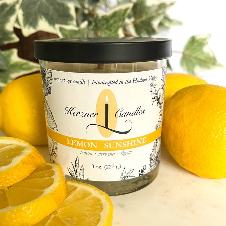 Kerzner Candles LLC - Wholesale Jar/Filled Candle - Lemon Sunshine 8 oz. candle 1