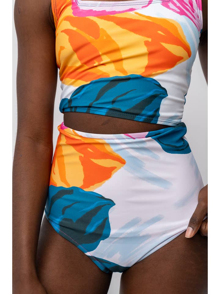 Coral Reef Swim - Wholesale Swim Bottoms - Women's - Floral Fusion/Hibiscus Reversible Midi Swim Bottoms