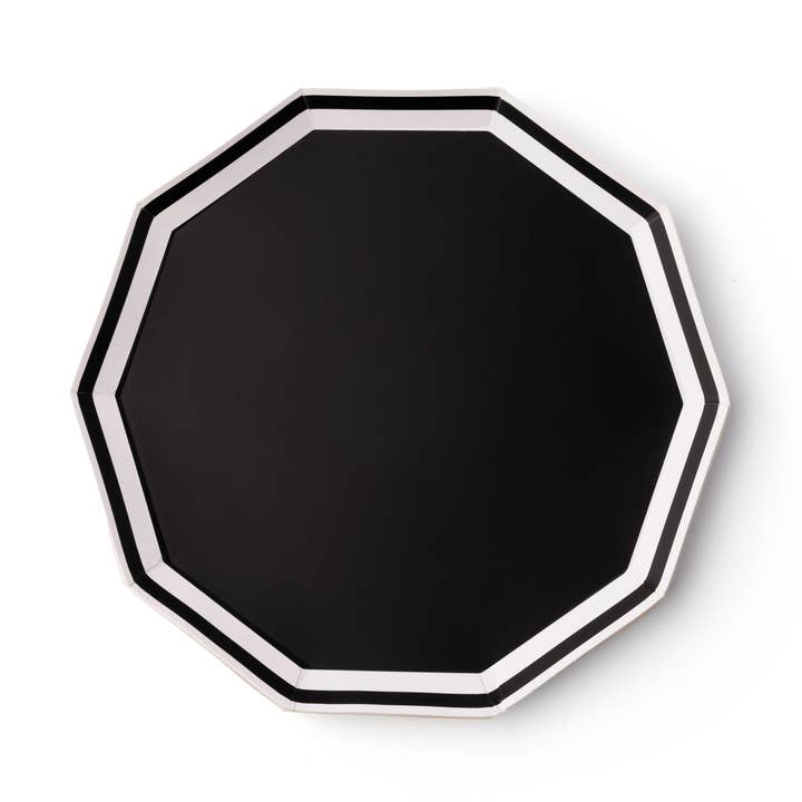 BLACK AND WHITE DECAGON DINNER PLATES for wholesale by Bonjour Fête