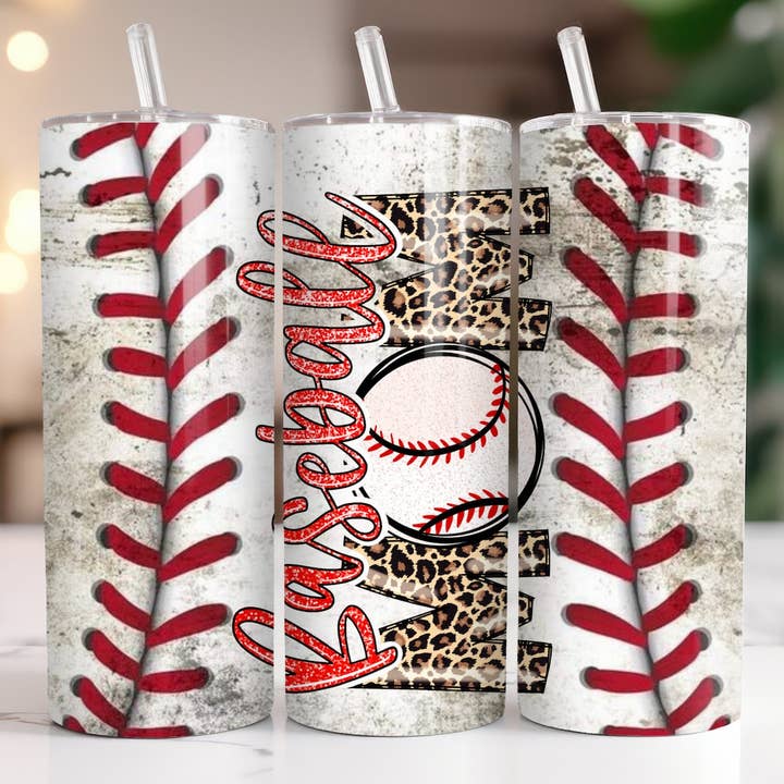 Dm Crafting - Wholesale Insulated Mug/Tumbler - Baseball Mama Tumbler, 20oz Skinny Tumbler, Baseball Cup