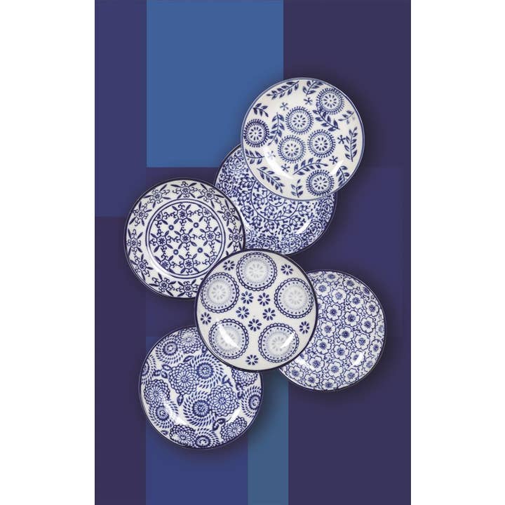 Abbott - Wholesale Decorative Plate/Dish/Bowl - Blu/Wht Rd Shallow Dish-6 Asst-4"D-14682