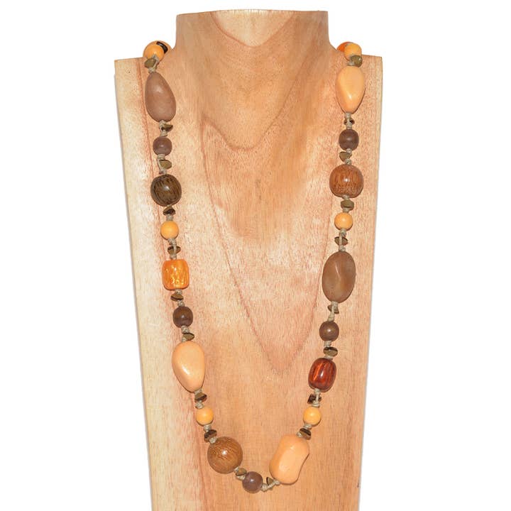 42" Brown And Orange Beaded Necklace for wholesale by Benjamin International