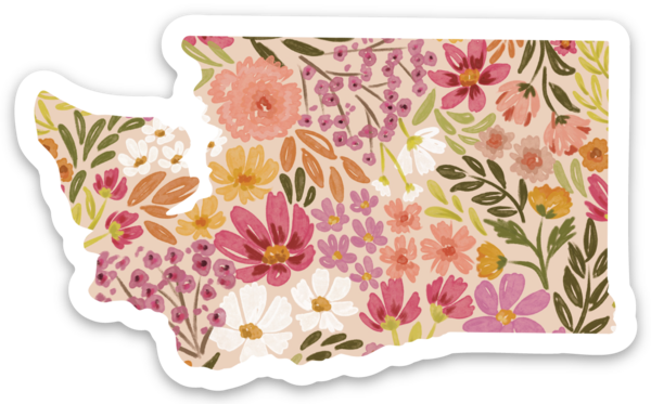 Elyse Breanne Design - Wholesale Sticker - Washington State Floral Sticker 3x2in.1