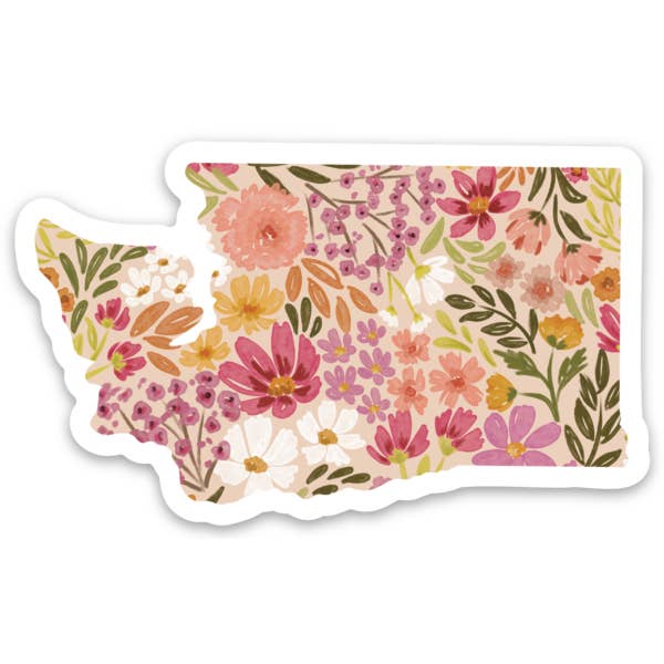 Elyse Breanne Design - Wholesale Sticker - Washington State Floral Sticker 3x2in.1