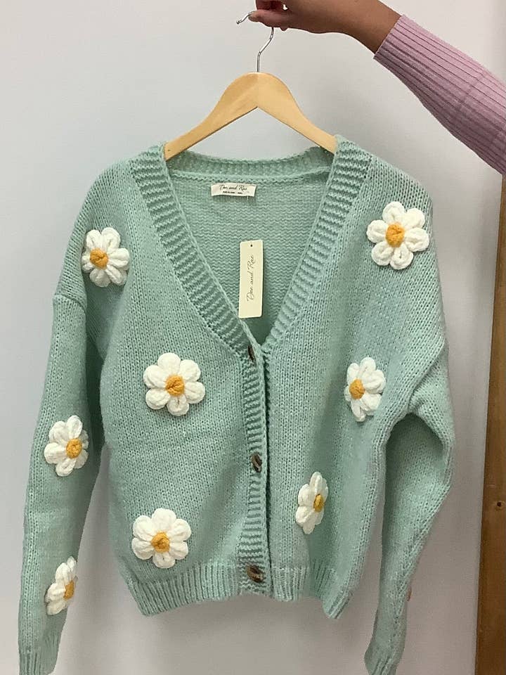 Wild Prairie Outpost - Wholesale Cardigan - Women's - Embroidered Daisy Cardigan