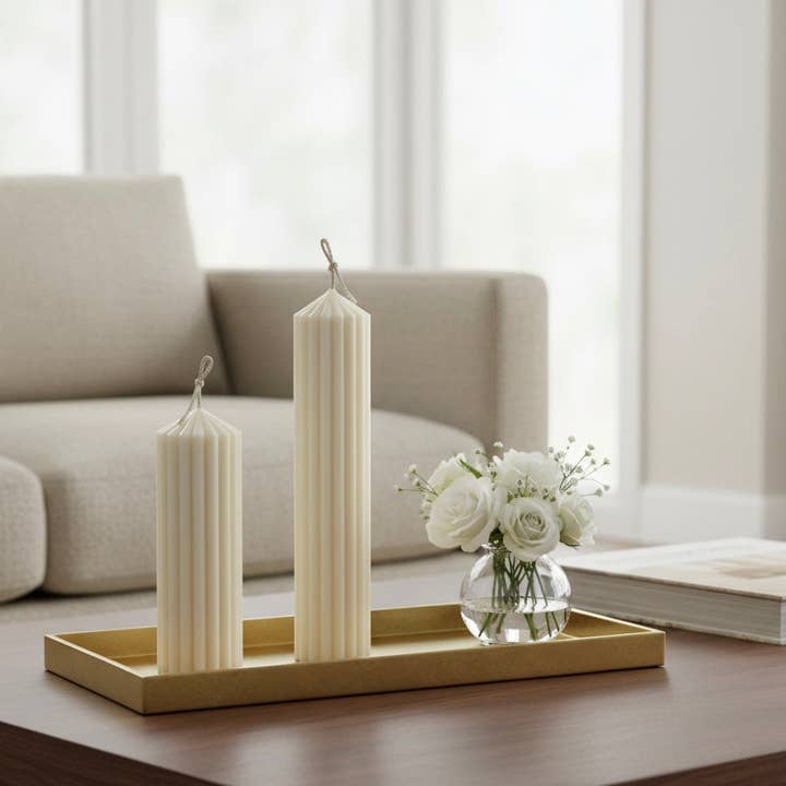 Bougies Pilier Rayées pour la vente par Flaming Figures