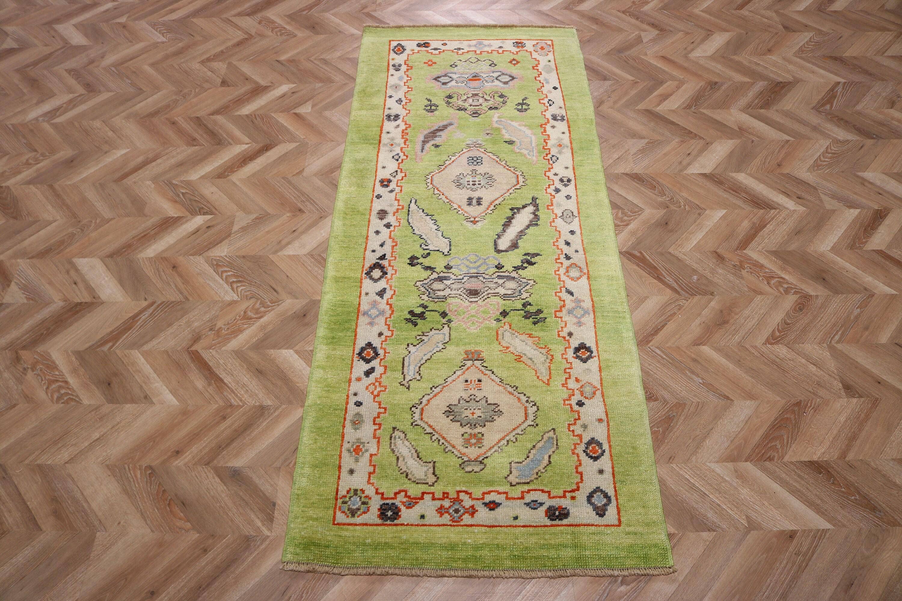 The Loom Wholesale – wholesale Runner rug – Vintage Turkish Green Oushak Wool Runner Rug 3x8 ft1