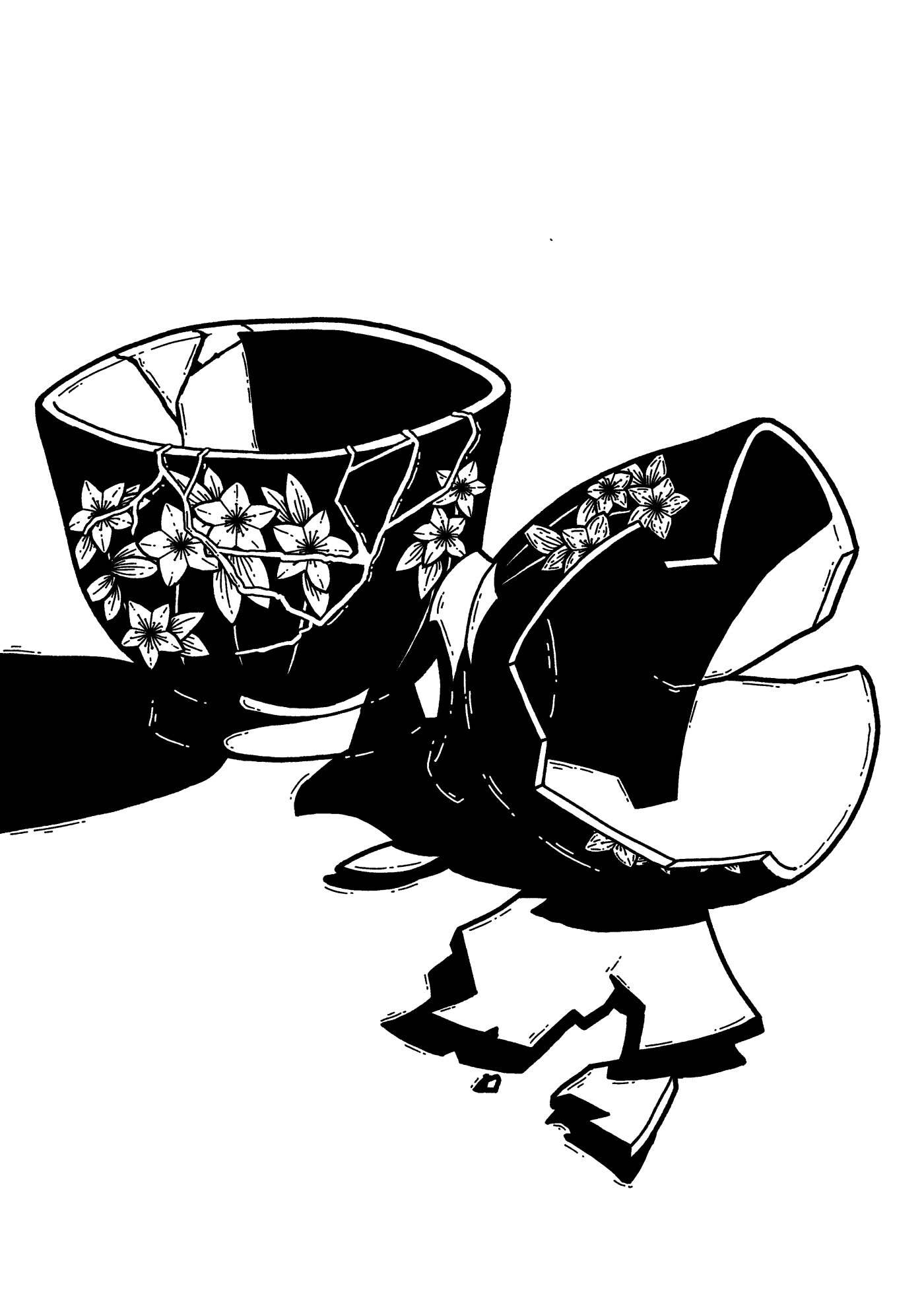 MechanicalPen - Wholesale Art Print - Broken Traditional Japanese Tea Cup Kintsugi3