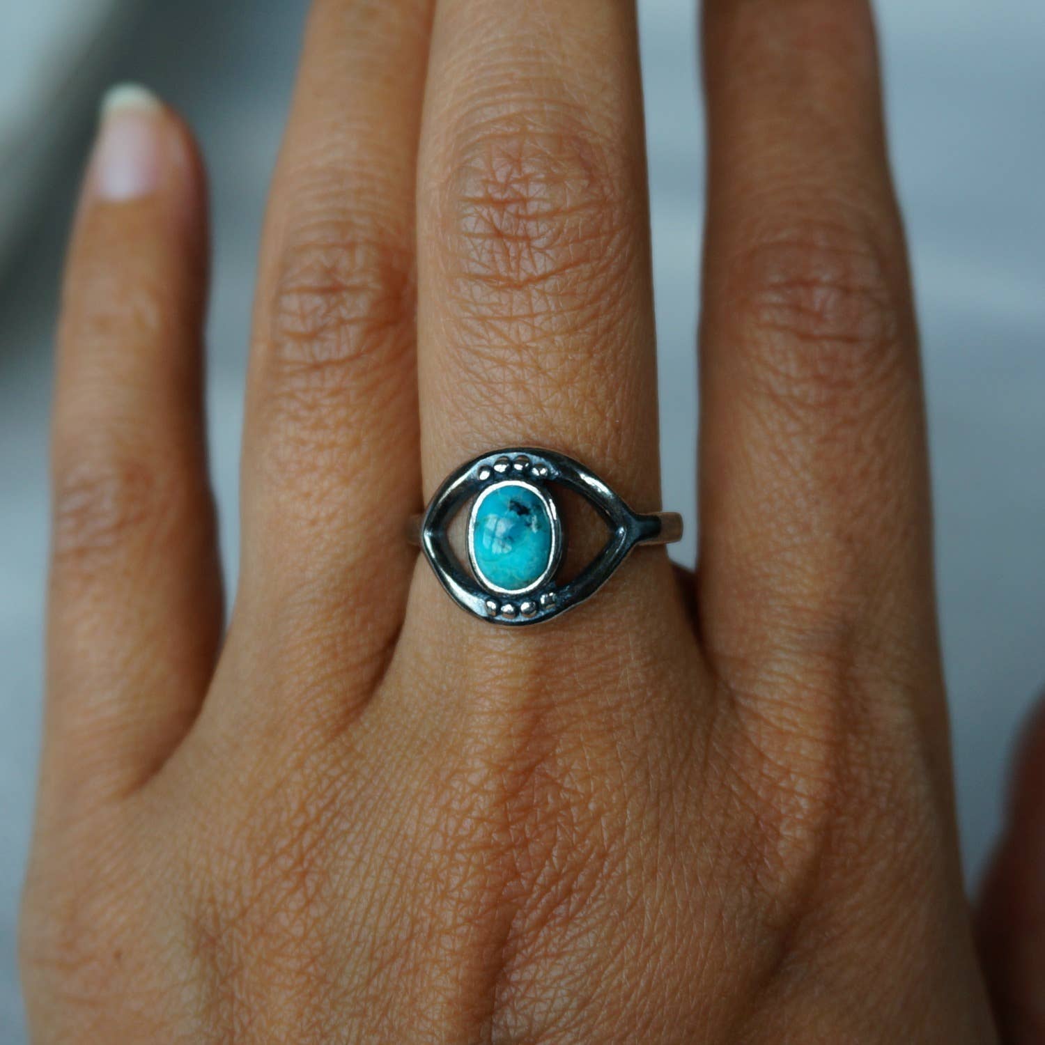 Sowell Jewelry - Wholesale Single Stone/Solitaire Ring - Evil Eye Turquoise Ring2