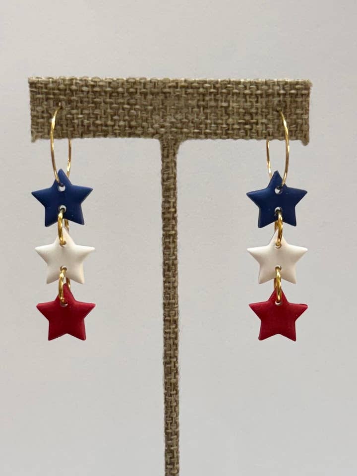 Boucles d'oreilles pendantes en forme d'étoile — 4 juillet pour la vente par Clay and Trinkets
