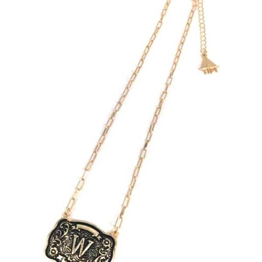 Snowing West - Wholesale Pendant/Charm Necklace - Western Belt Buckle Initial Necklace20