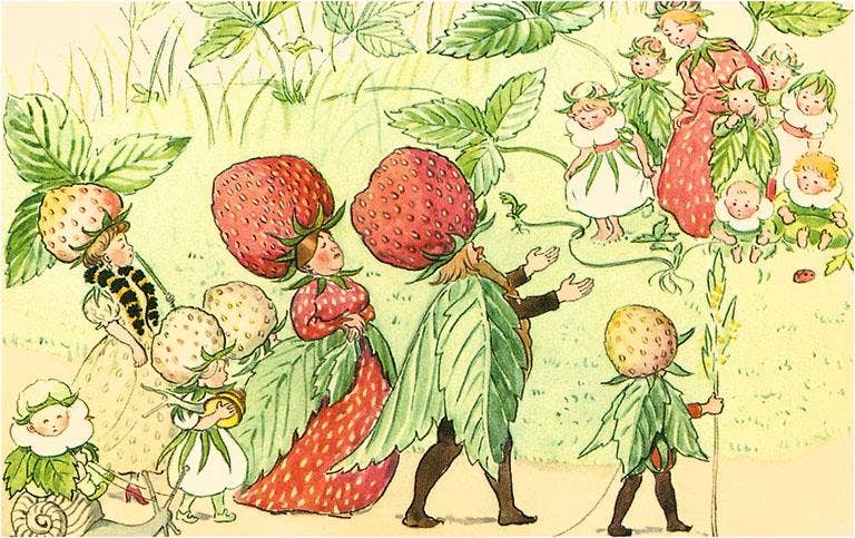 Found Image Press - Wholesale Postcard - Postcard KF-283 Little People of the Strawberry Patch0