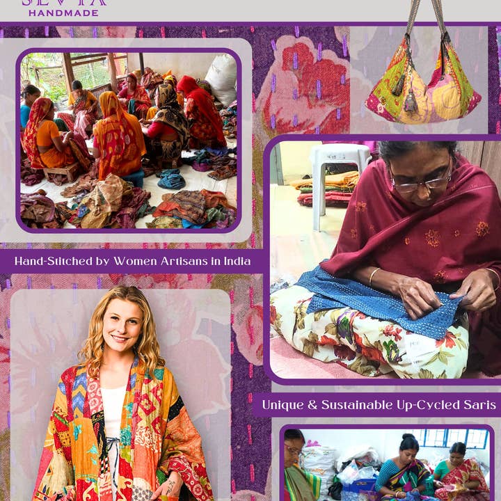 Sevya Handmade - Wholesale Tote Bag - Women's - Silk Kantha Tote Bag