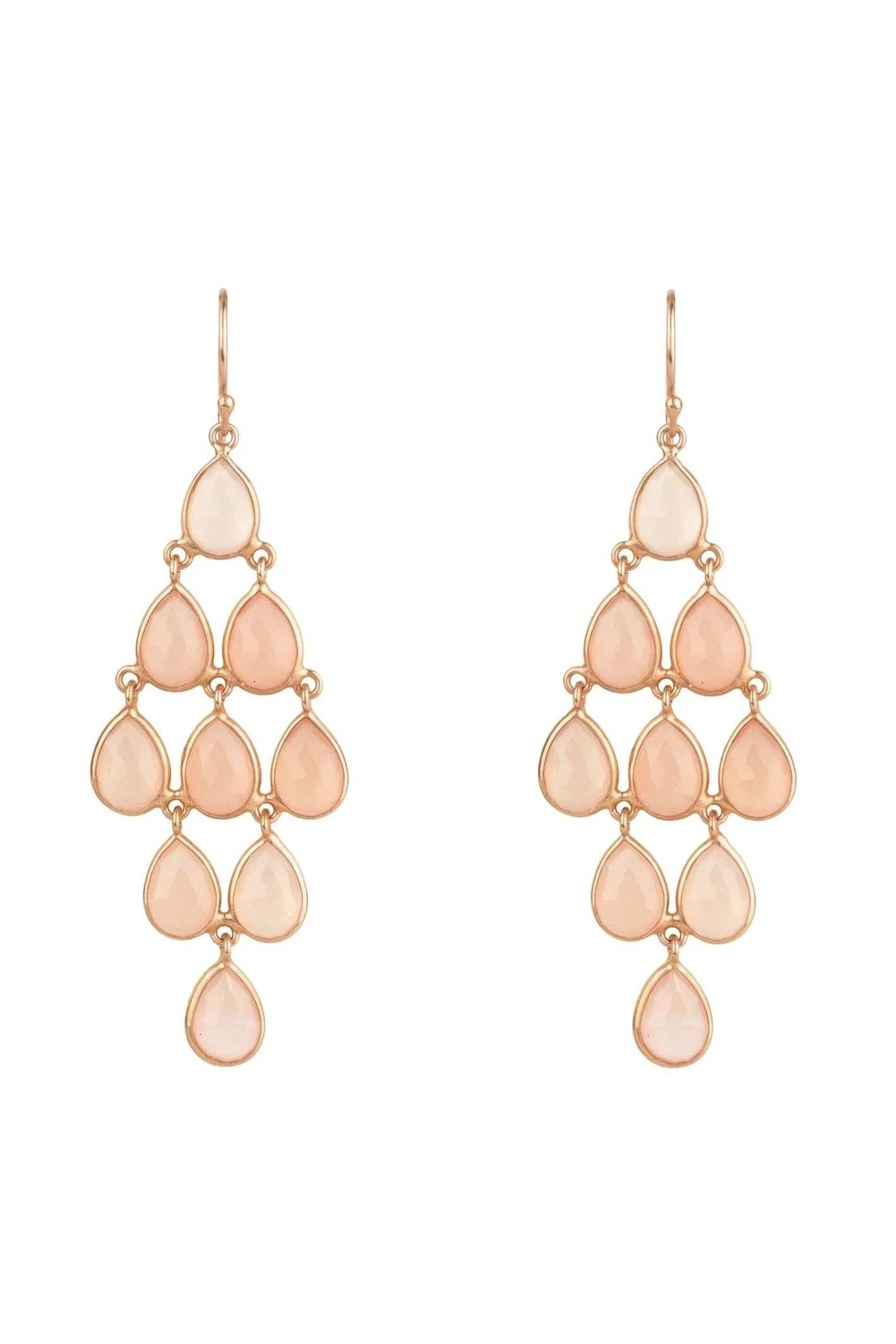 Latelita – wholesale Hängande örhängen – Erviola ädelsten kaskad örhängen roséguld rosenkvarts0