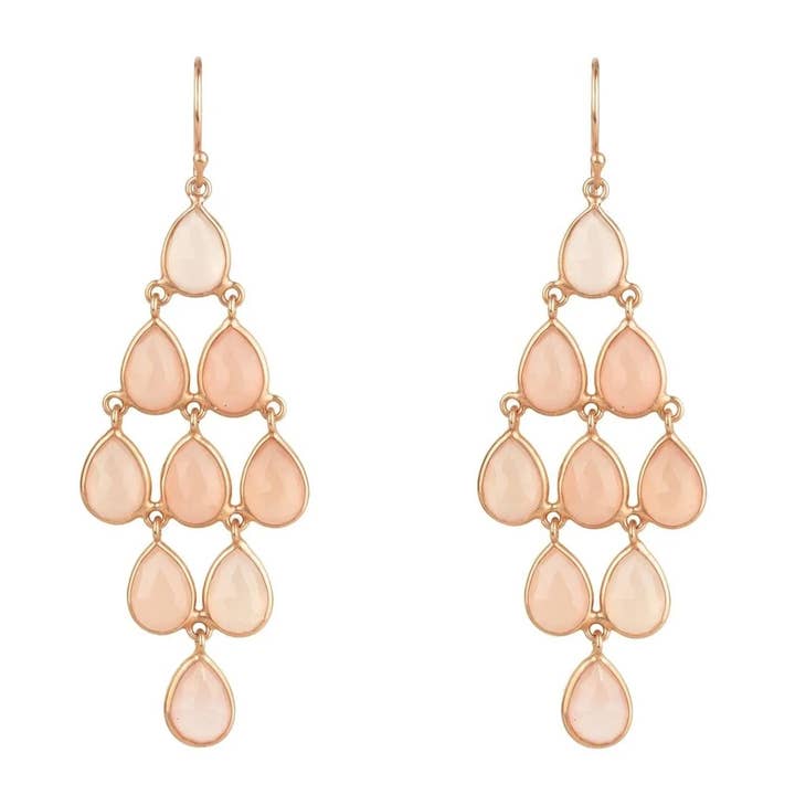 Latelita – wholesale Hängande örhängen – Erviola ädelsten kaskad örhängen roséguld rosenkvarts0