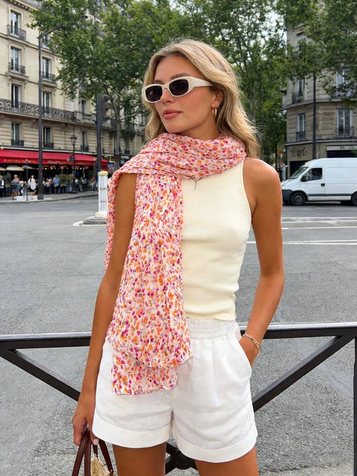 LN-109 Tryckt sjal med litet blommönster och förgyllning för wholesale av LINETA