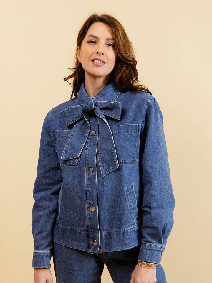 LEVANNAH JEAN JACKET WITH BOW for wholesale by EMILIE K