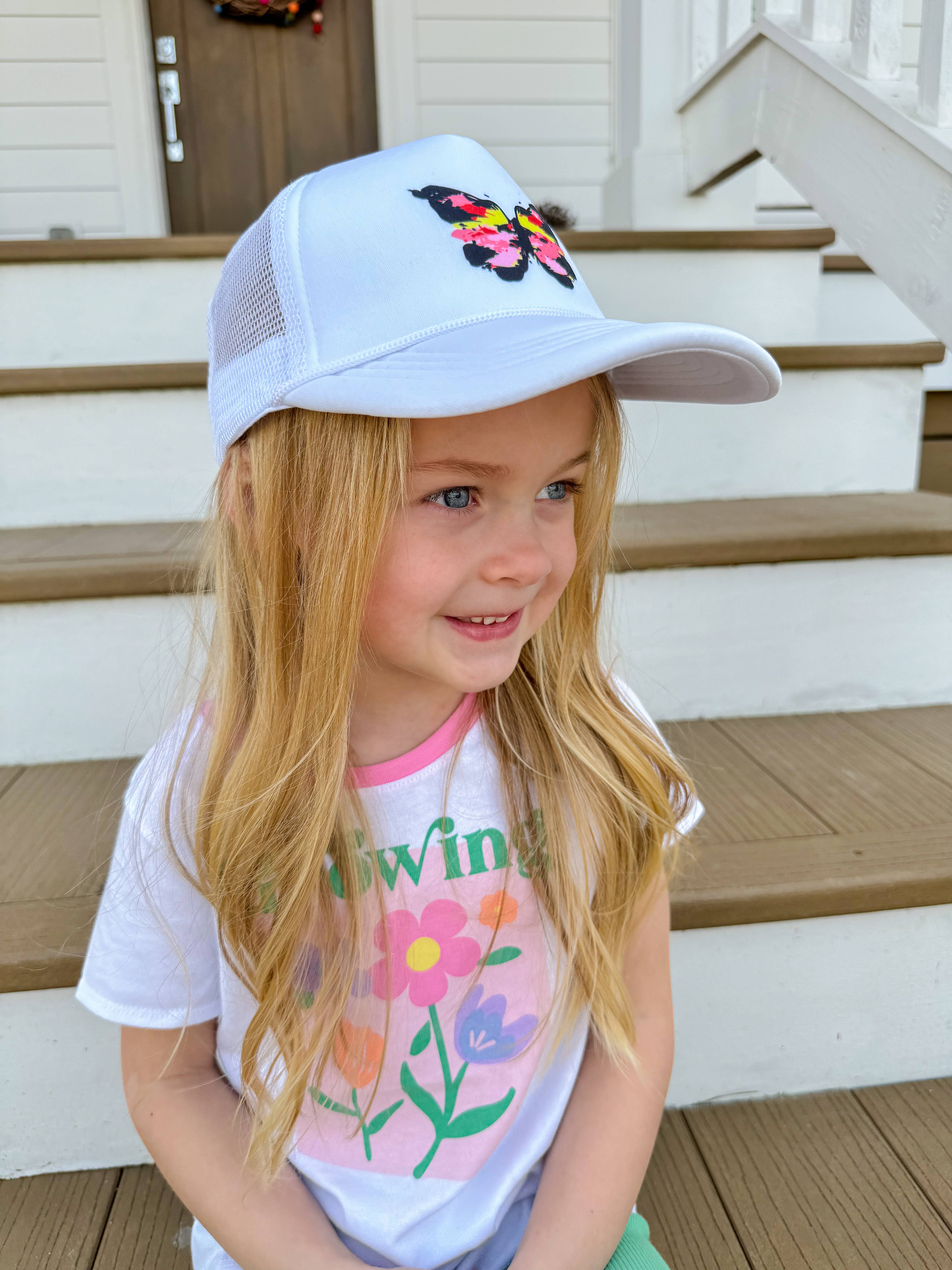 Weiss Bright abstrakte Schmetterling-Baseballkappe für Kinder für den Großhandel auf Faire1