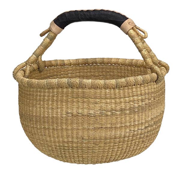 African Market Baskets - Wholesale Basket - African Bolga Baskets : Natural Large Round Basket (G-138A)2