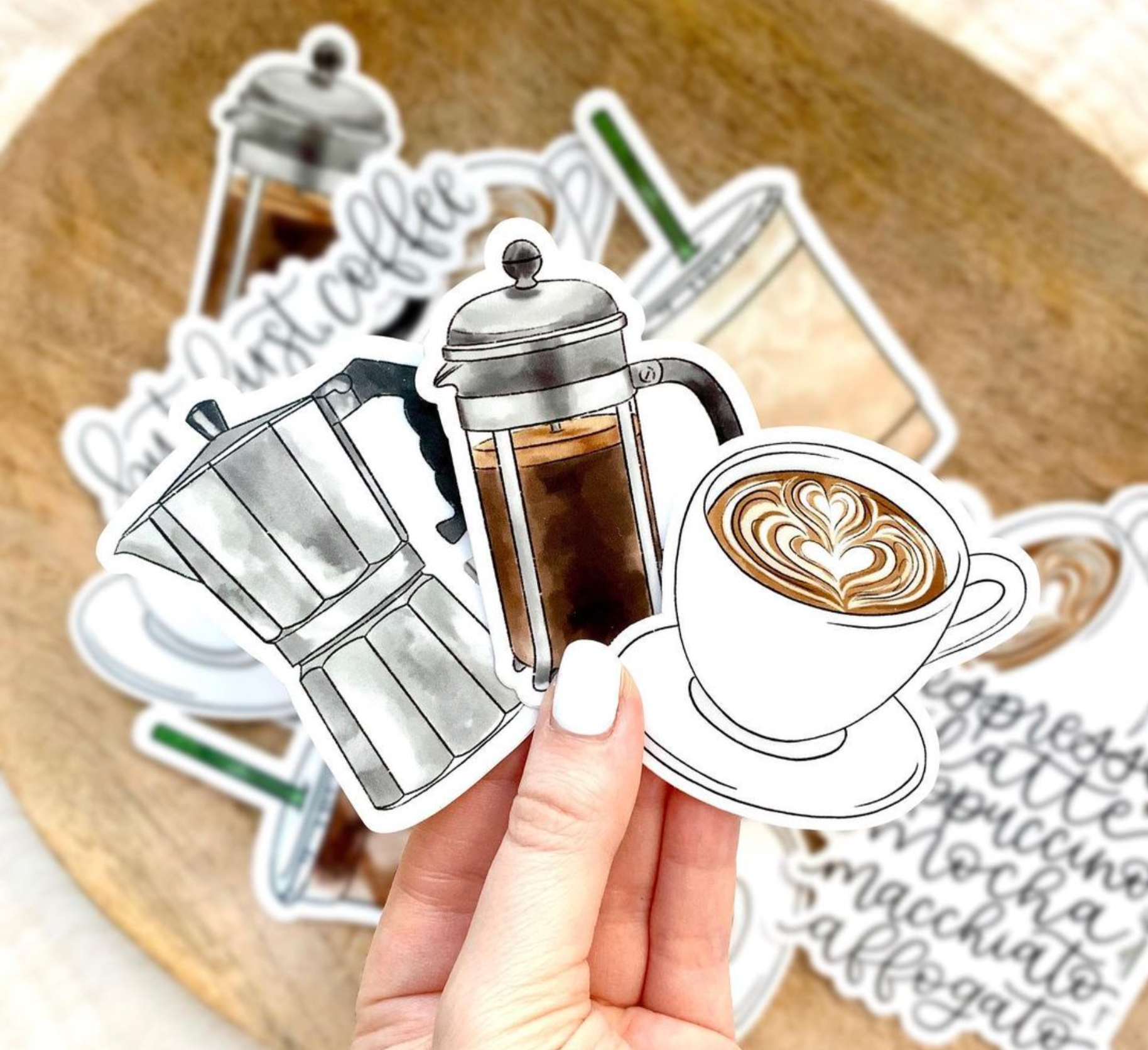 Elyse Breanne Design – wholesale Klistermärke – Klistermärke med latteart, 6,4 x 6,4 cm3