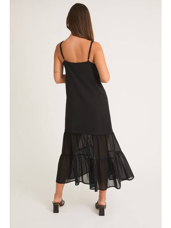 Black Contrast Skirt Detail Tiered Maxi Dress for wholesale on Faire