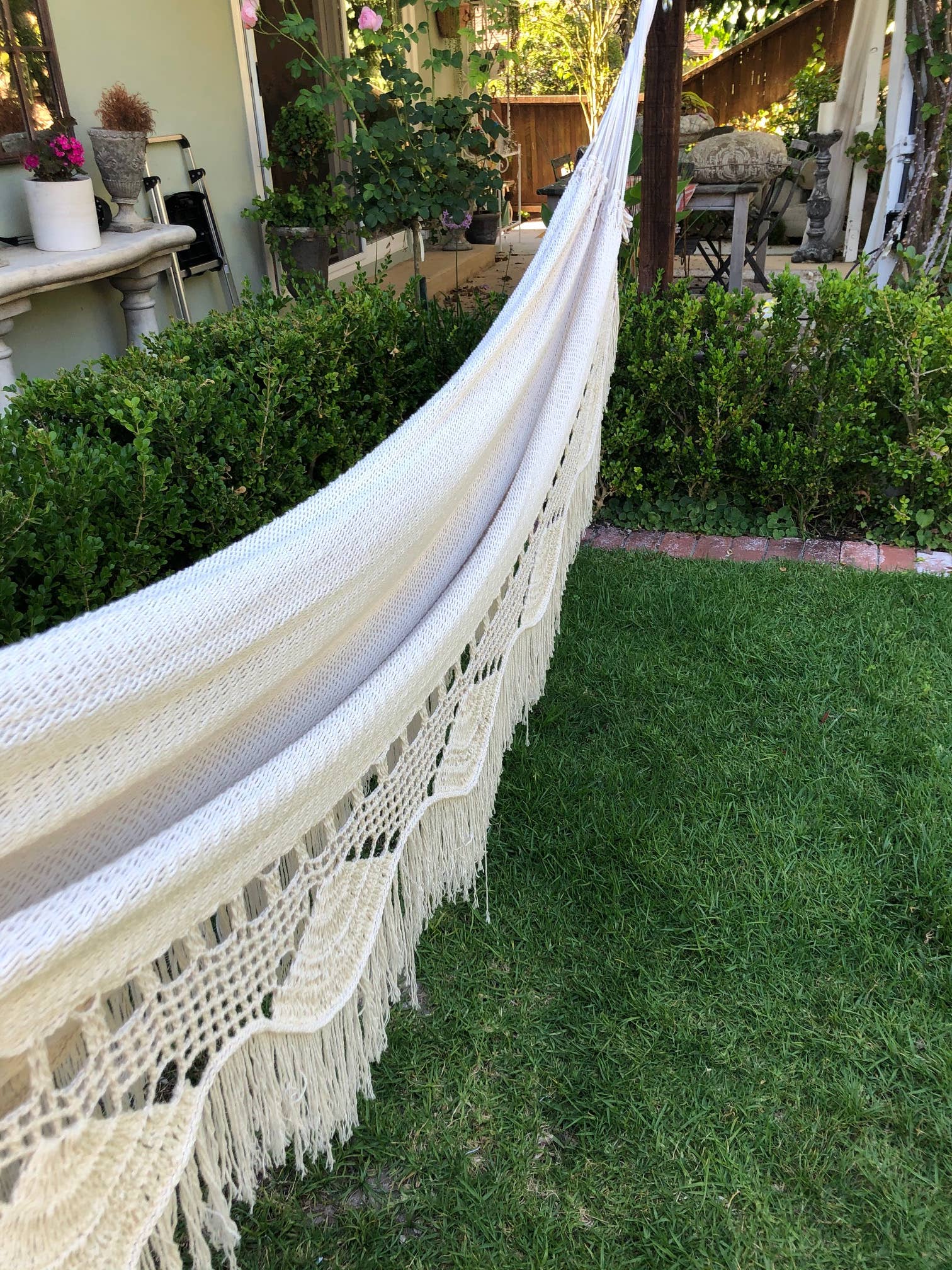 Mission Hammocks – Rede por atacado – Rede de macramê branca estilo boho chic com franjas6
