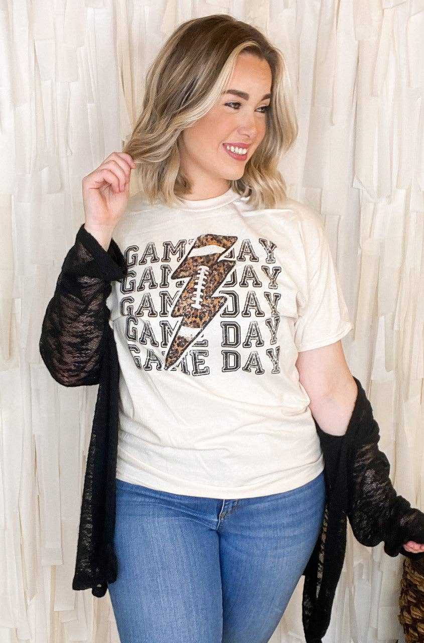 Sugar Stitch - Wholesale Screen Printed T-Shirt - Women's - Football Game Day Lightning Bolt T-Shirt7