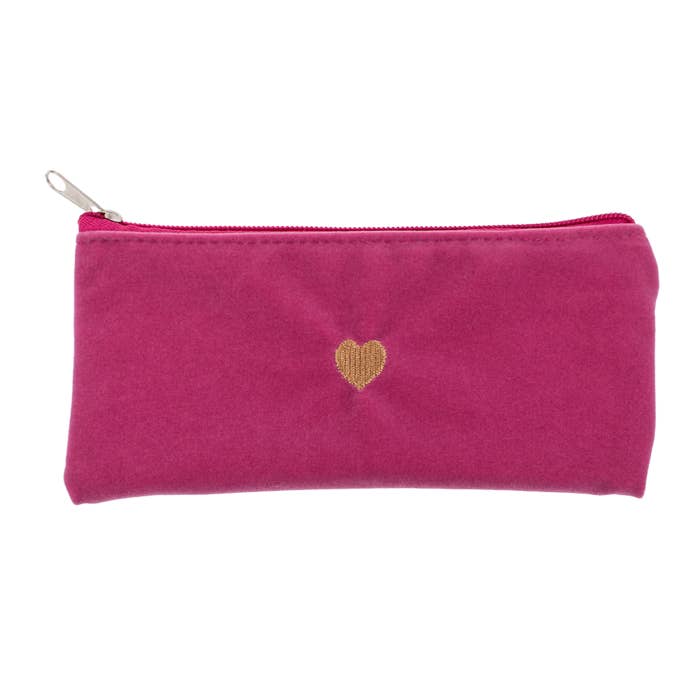 Out of the blue KG - Wholesale Pencil Case/Pouch - Velvet case with heart embroidery,1