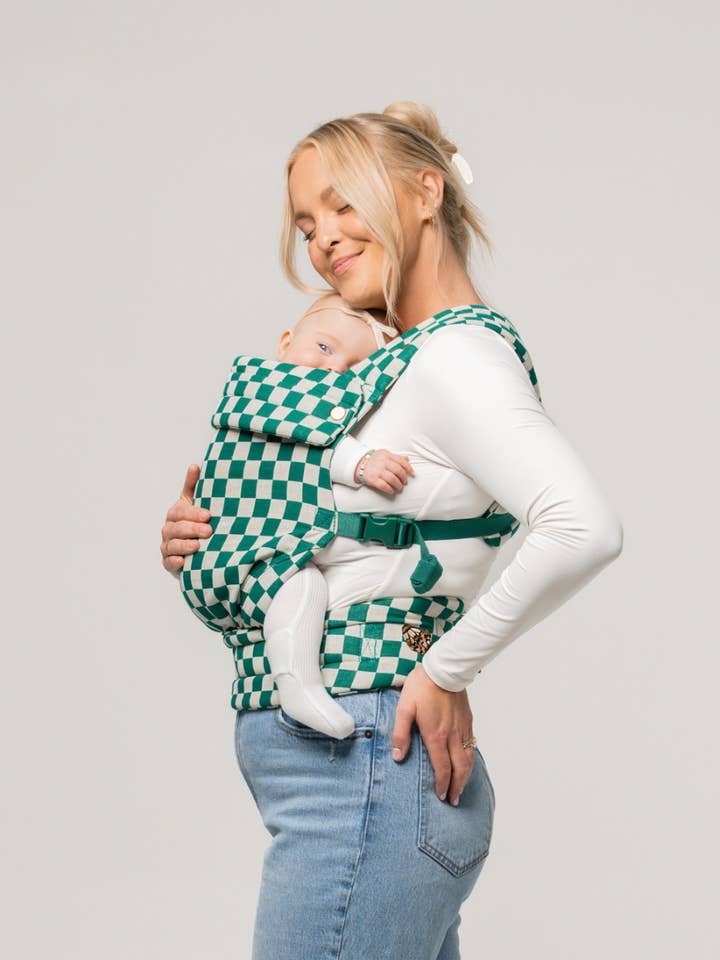 The Monarch Carrier - Evergreen Check for wholesale by Mabē Baby Carriers