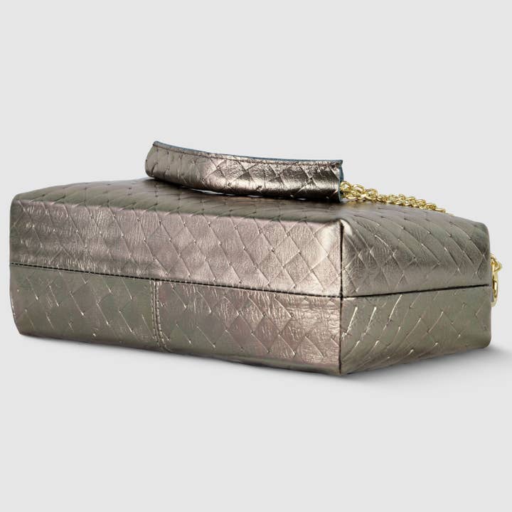 TAKEASY - Wholesale Shoulder Bag - Women's - Weave Metallic Suede Leather Crossbody Bag4