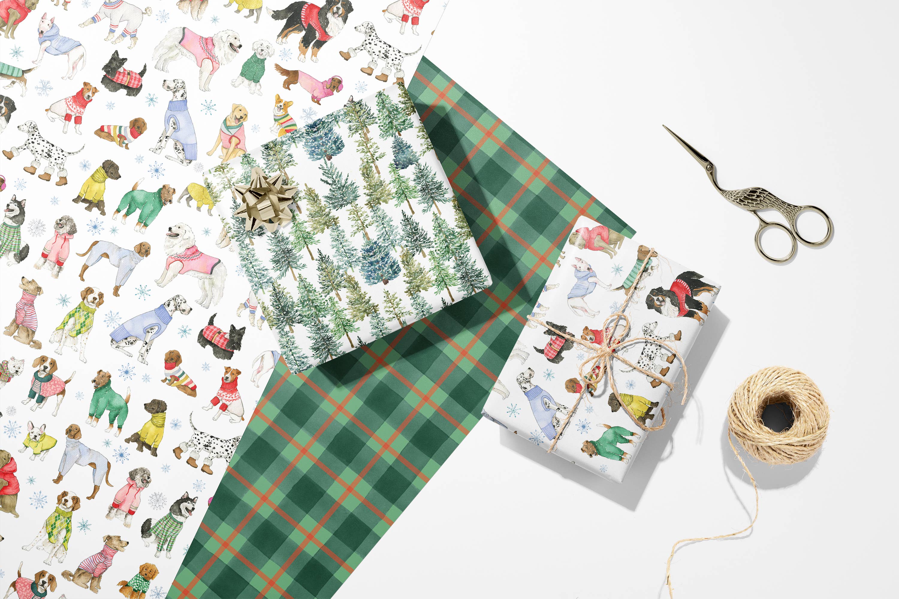 KelseyMDesigns - Wholesale Wrapping Paper Roll - Holiday Sweater Dogs Wrapping Paper - 3 Sheet Roll6