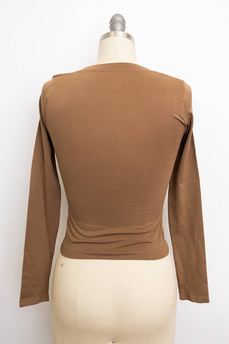 Leto Accessories - Wholesale Knit Top - Women's - Stylish Long Sleeve Crop Top in Sage, Copper, and Black10