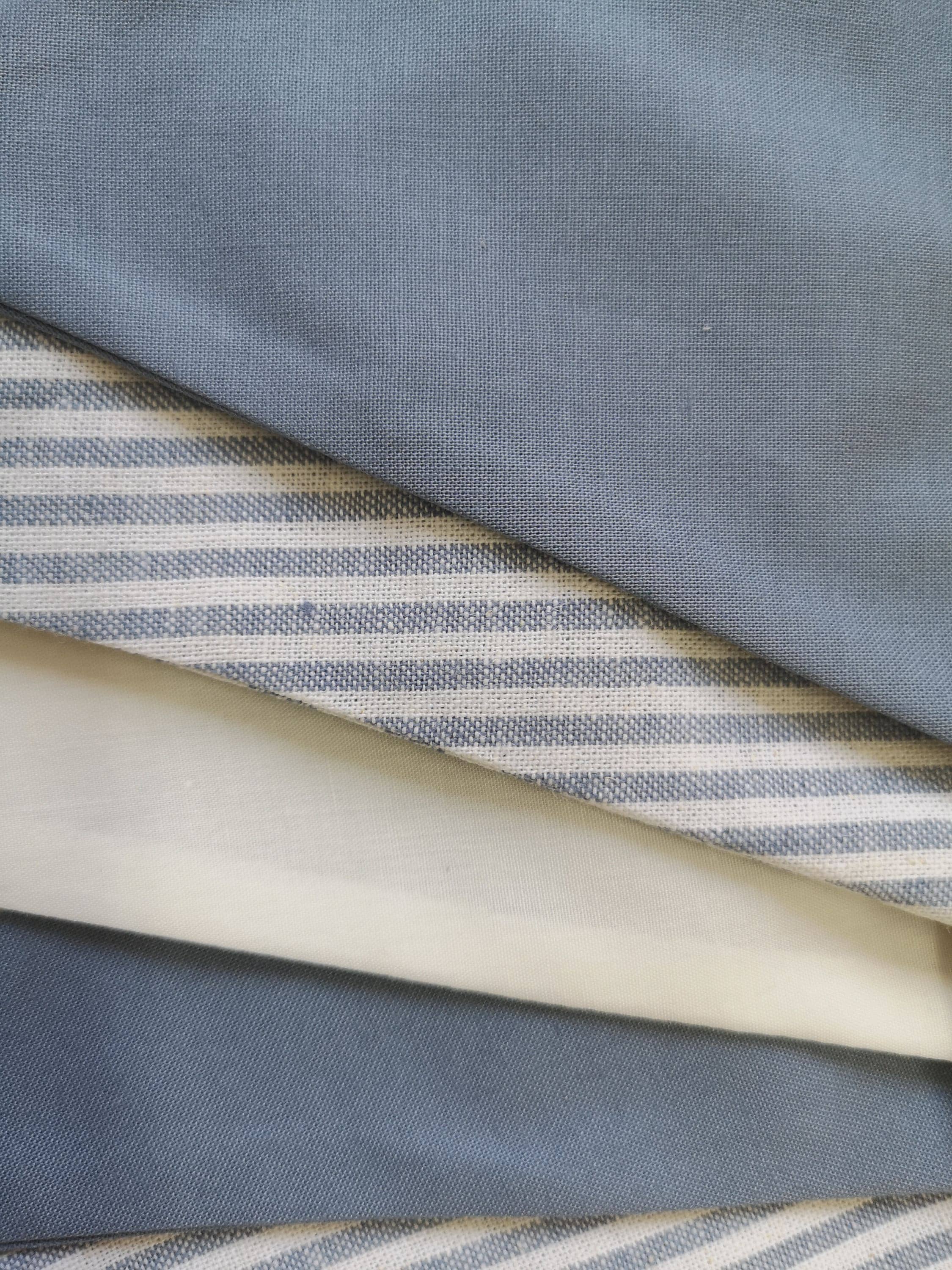 The Butter Flying - Wholesale Bunting/Garland - Striped Blue linen pennant garland 6