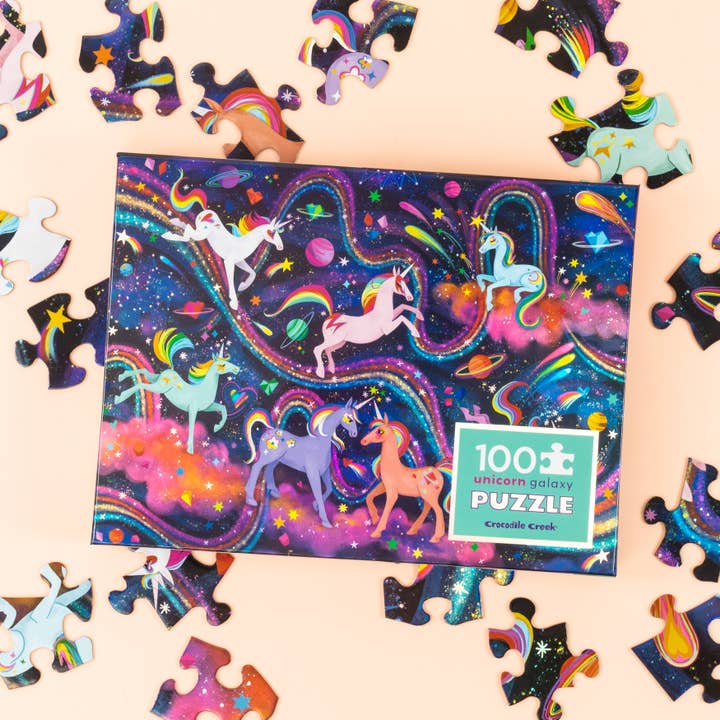 Crocodile Creek - Wholesale Puzzle - Kids - Holographic Puzzle 100 pc - Unicorn Galaxy1