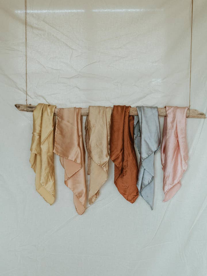 Hand dyed charmeuse silk scarf for wholesale by Eloise et moi