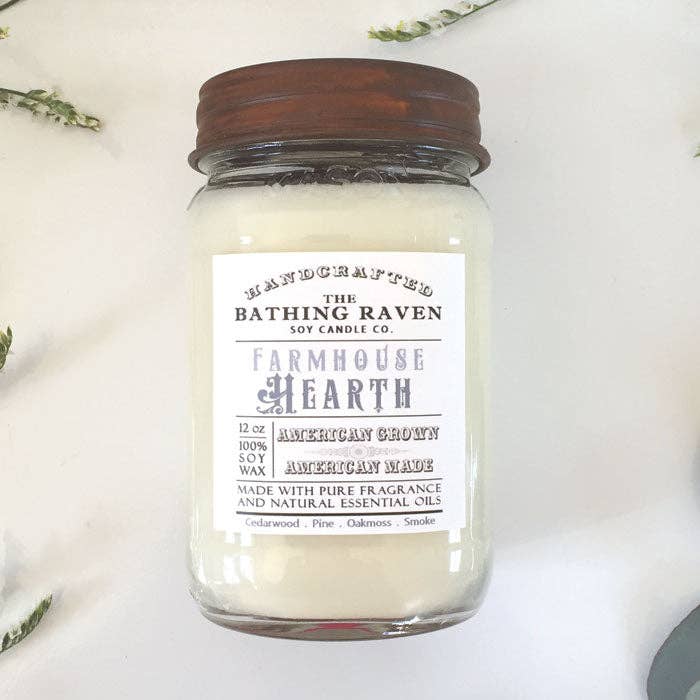 The Bathing Raven Candle Co. - Wholesale Jar/Filled Candle - Farmhouse Hearth | Farmhouse Mason Collection Soy Candle0