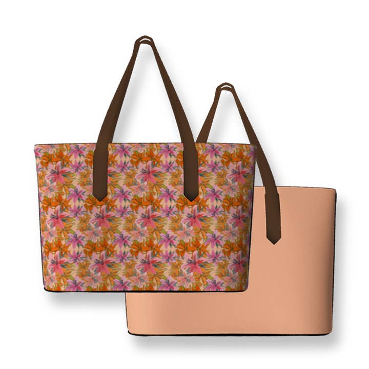 Subtle Lilies | Peach Fuzz Tote Bag Duo for wholesale by Mix N Match Style