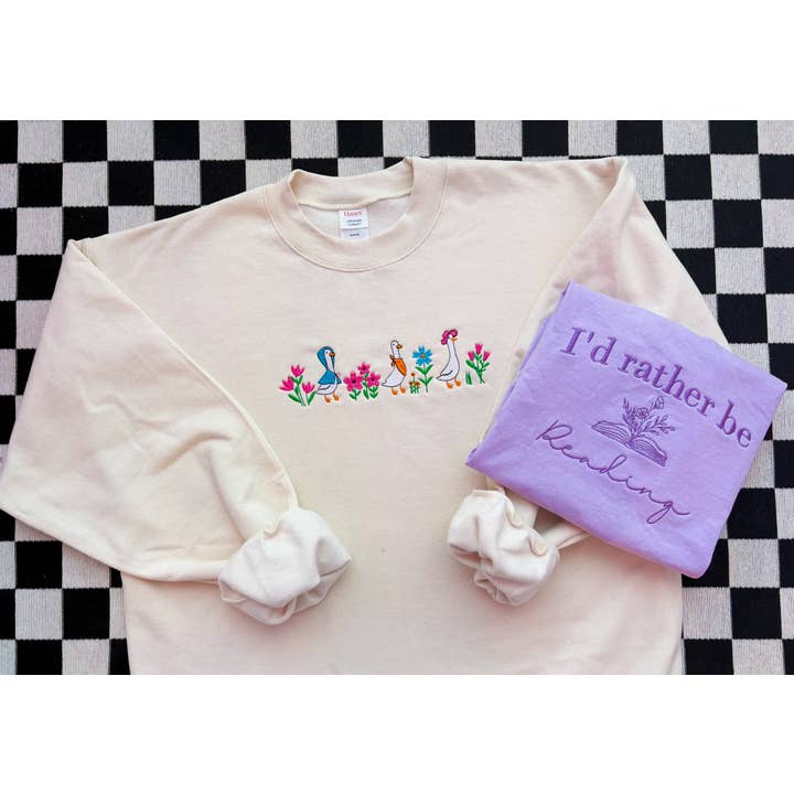 Graphic Tees & Co. - Wholesale T-Shirt - Women's - I'd Rather Be Reading Embroidered Tee | Spring Book Shirt