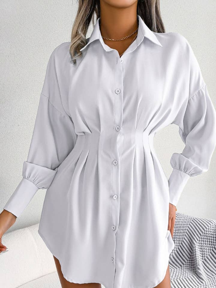 NINEXIS - Wholesale Dress - Women's - CWTSTL1200_LANTERN SLEEVE WAIST ASYMMETRIC SHIRT DRESS13