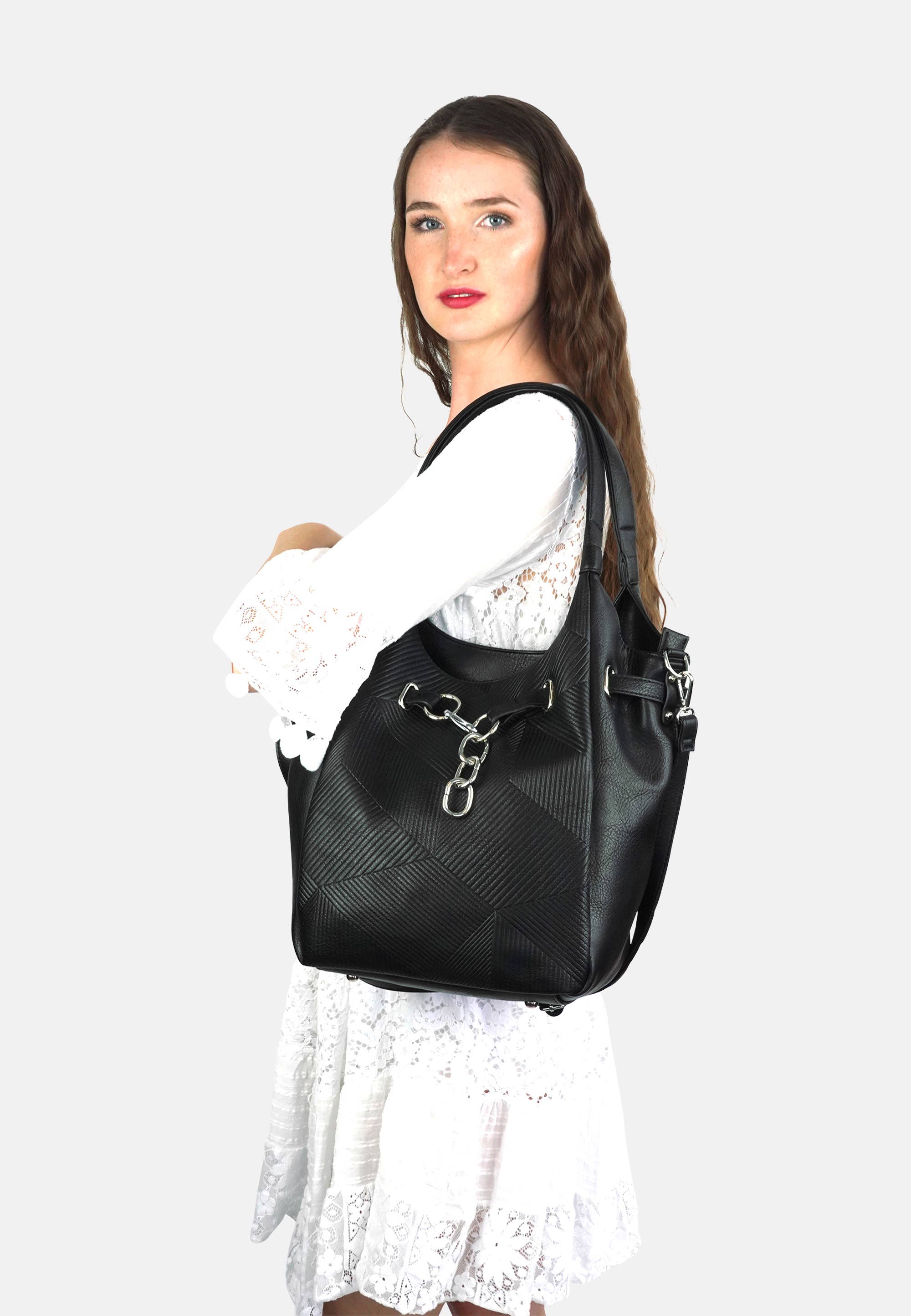 HJS - Vente Porte-document – femme - Sac à bandoulière 'PAIGE' - Élégant sac avec détail chaîne15