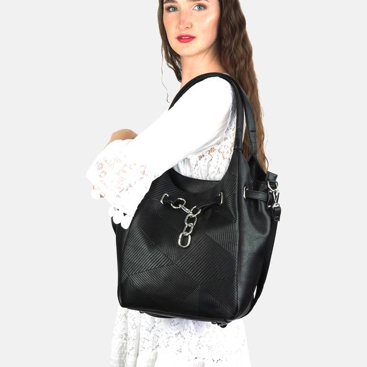 HJS - Vente Porte-document – femme - Sac à bandoulière 'PAIGE' - Élégant sac avec détail chaîne15