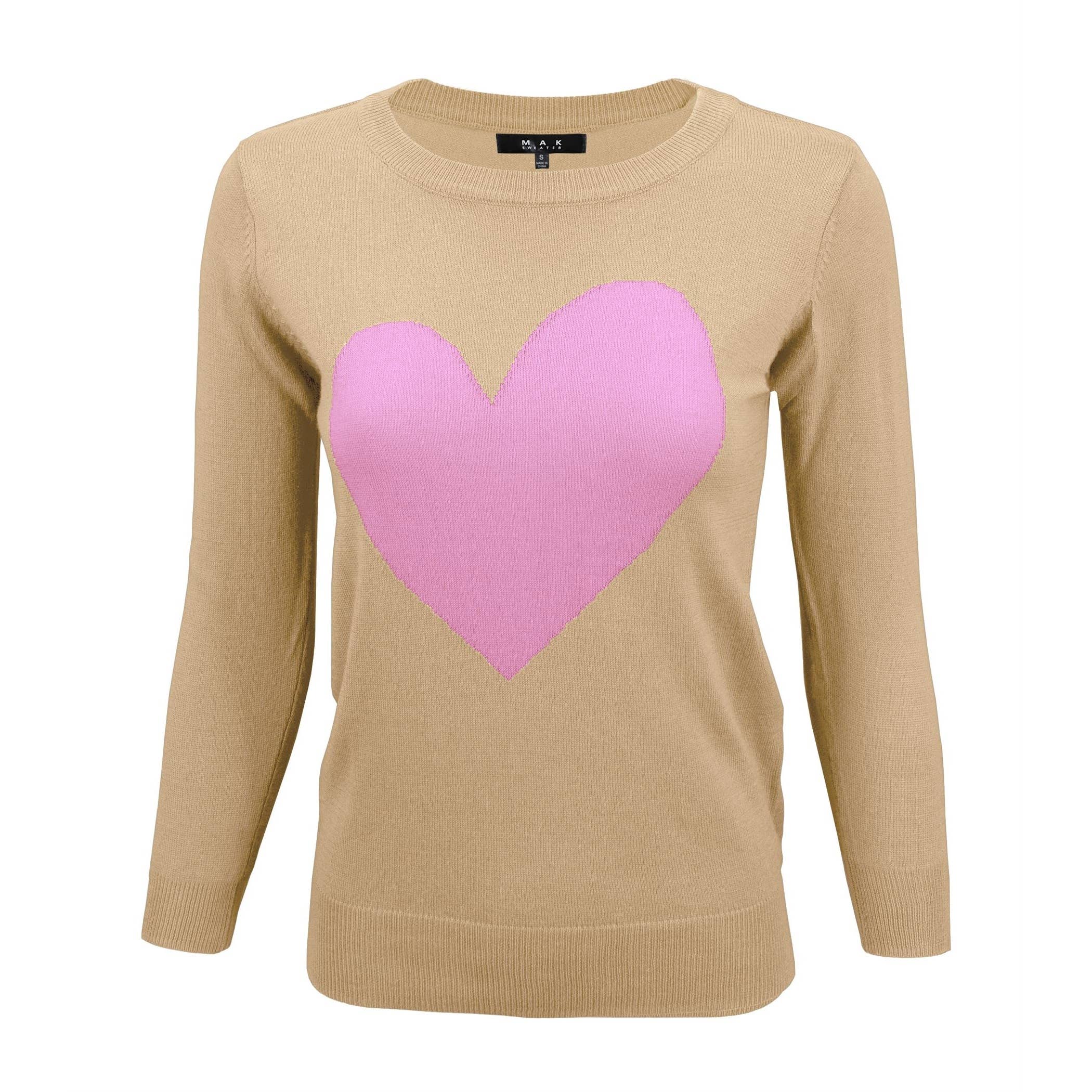 Mak – wholesale Pullovertröja - Dam – Heart Chenille Crewneck 3/4 ärm tröja MK359518