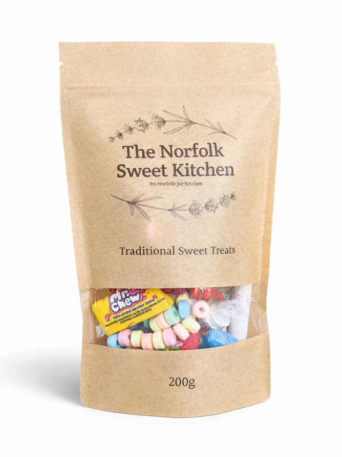 Liquorice Comfits 200g Kraft Bag for wholesale by The Norfolk Sweet Kitchen