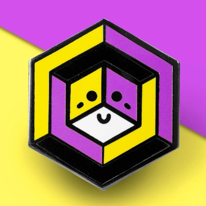 Non-Binary Flag - Proud Cube Pin for wholesale by Proud Zebra