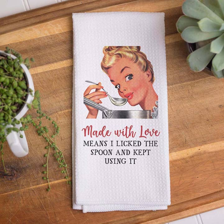 I Licked the Spoon & Kept Using It Kitchen Towel, Dish Towel for wholesale by Canary Road