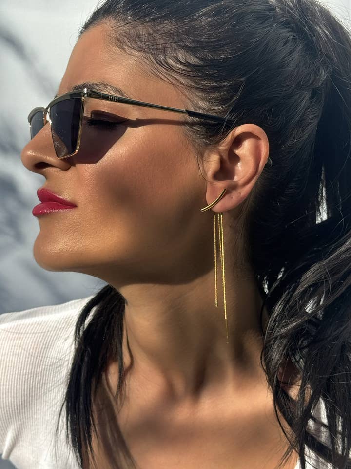 Long Gold Earrings, Minimal Gold Earrings, Long Earrings, for wholesale by Christina Christi