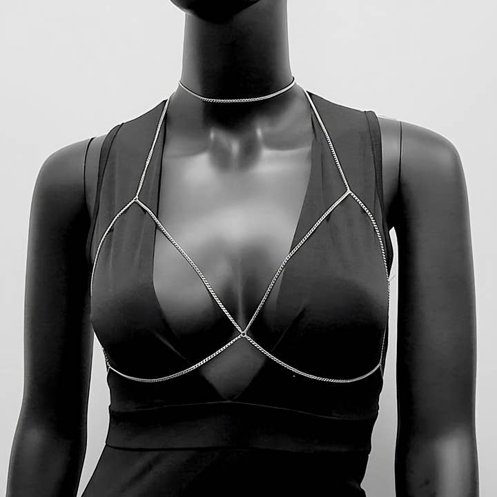 Outline Bra Chain Choker Body Jewelry Set for wholesale by Diacly
