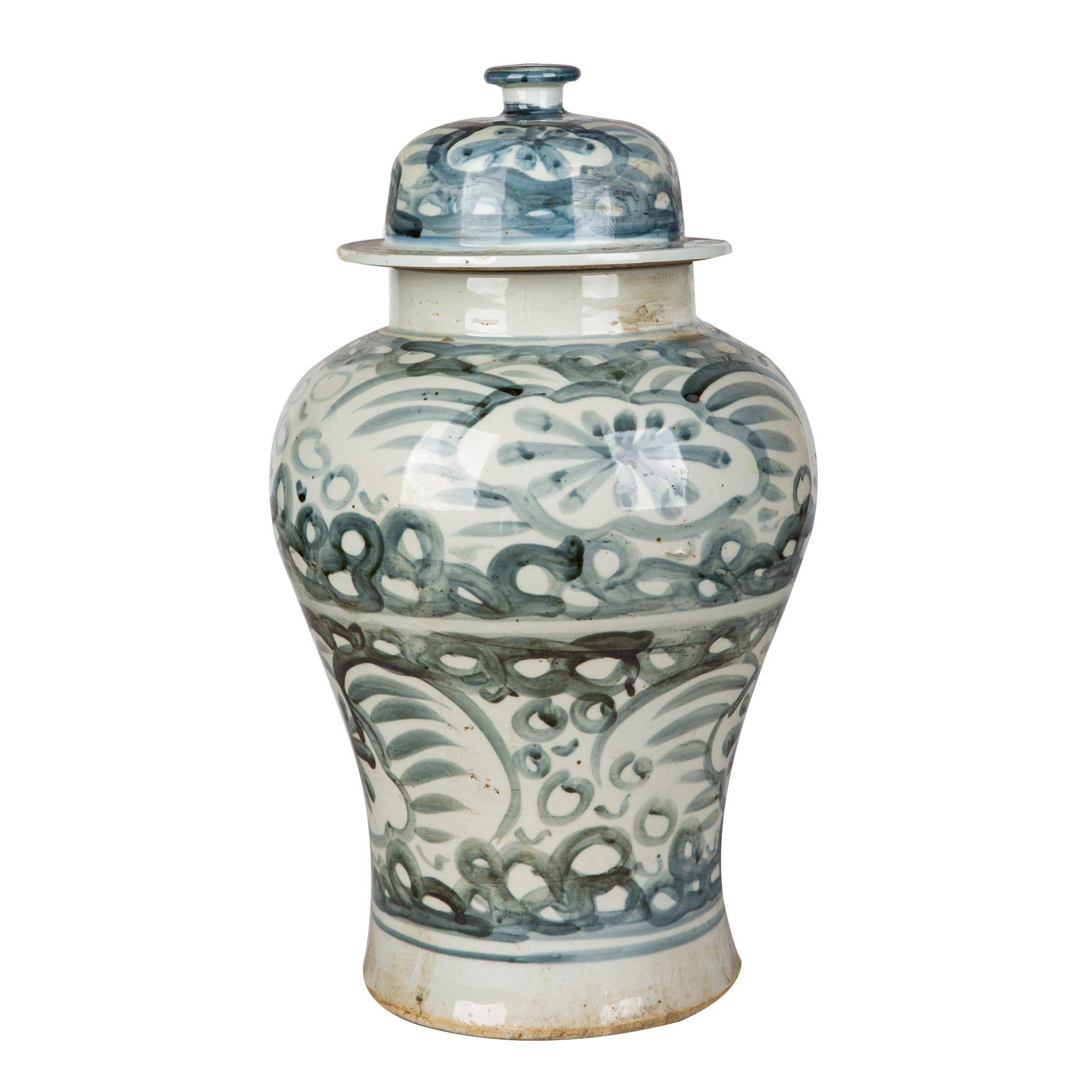 Legend Accents - Wholesale Decorative Jar - Blue and White Sea Flower Temple Jar Small1