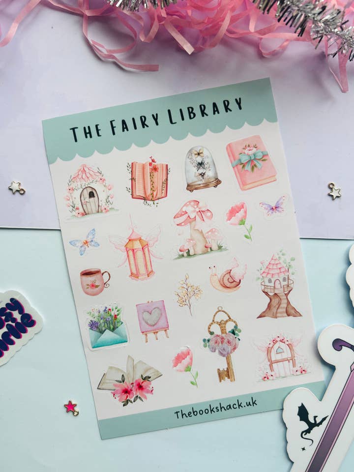 The Fairy Library Sticker Sheet – Fantasy Bookish Stickers for wholesale by TheBookShack